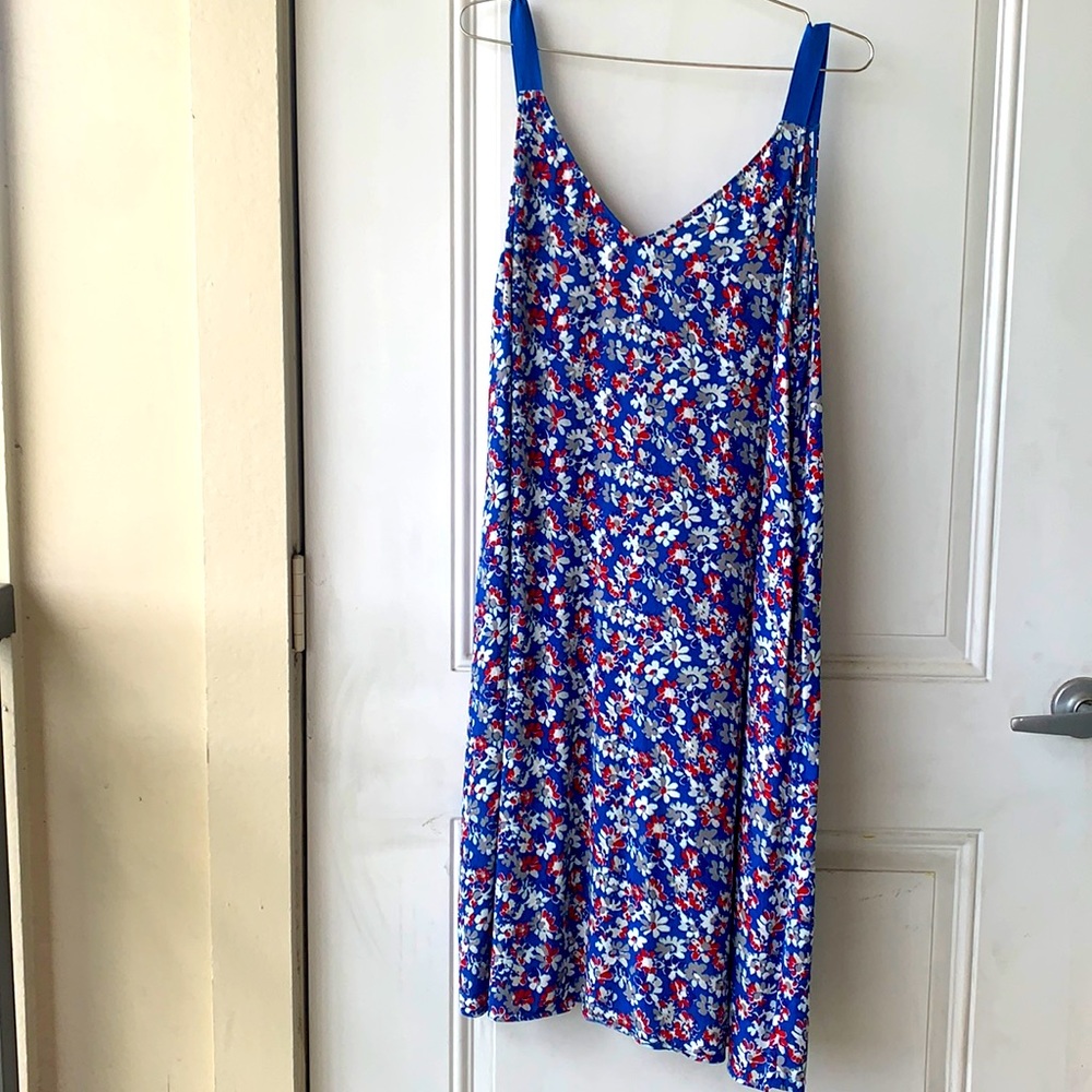 Rag & Bone midi blue floral strap dress sz L